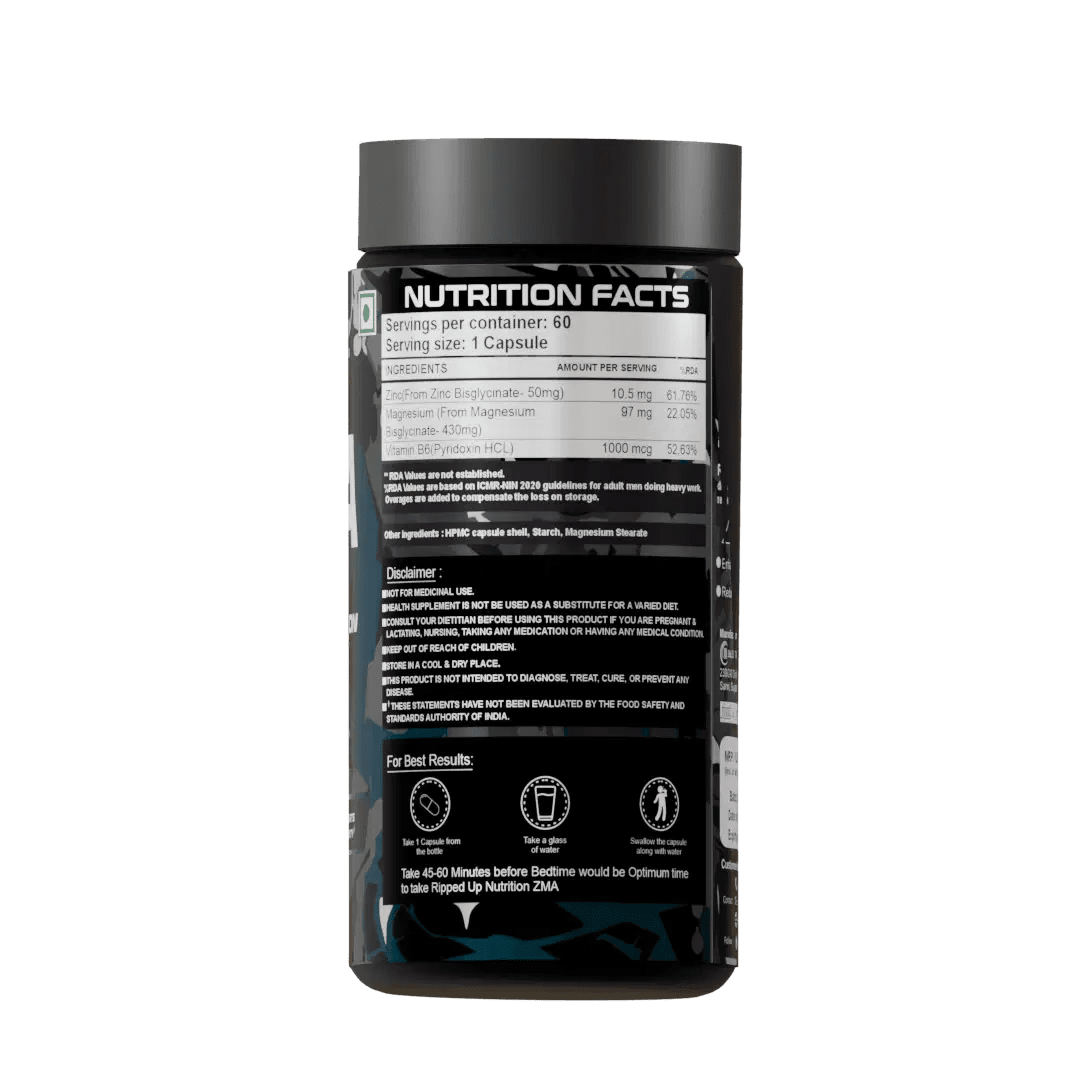 ZMA – Advanced Night Recovery Formula (60 Veg Capsules) - Ripped Up Nutrition