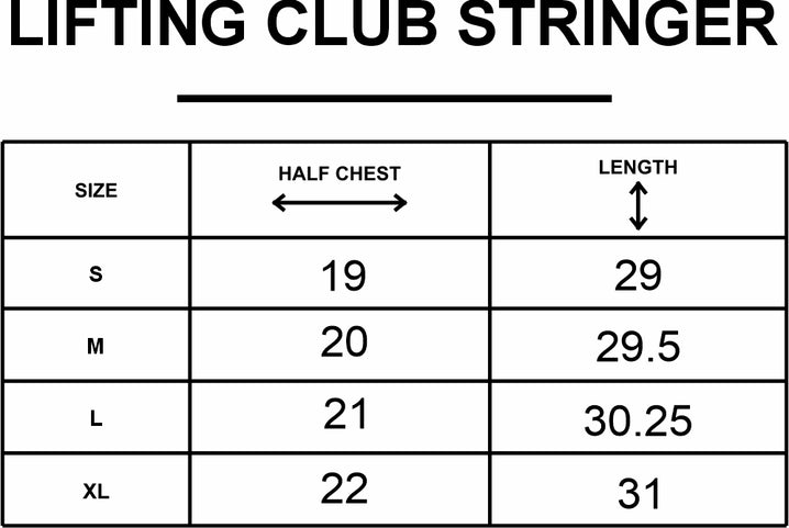 NVROLD LIFTING CLUB STRINGER size chart