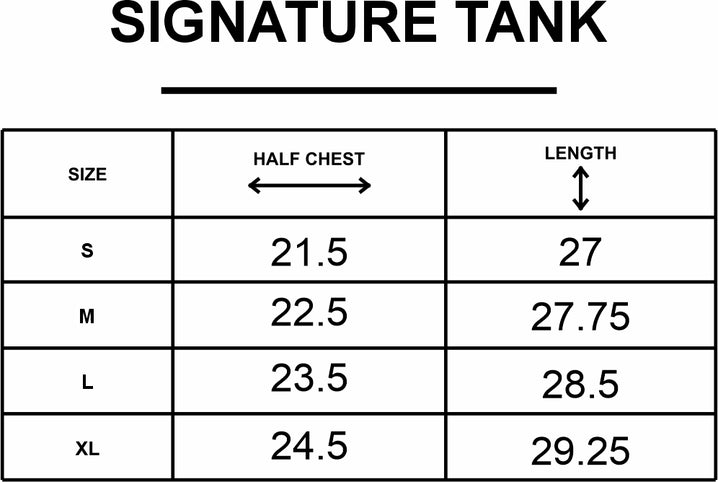 NVROLD SIGNATURE TANK size chart