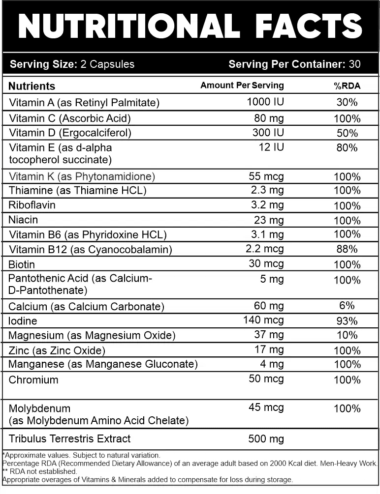 Superior Multi Vitamin + Testa Booster - 60 Softgel Capsule - Ripped Up Nutrition